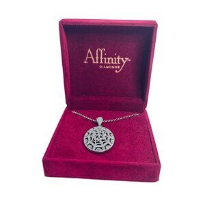 Affinity Diamonds Sterling Silver Necklace W/Diamond And Onyx Pendant (5998)